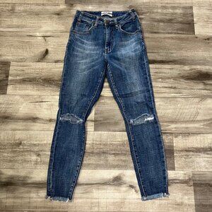 One By One Teaspoon High Waist Freebird II Distressed Skinny Jeans Blue Size 24